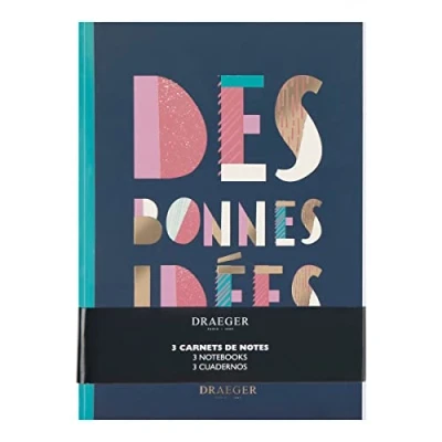 Imagen de Draeger Paris Juego de 3 cuadernos A5 a rayas, las buenas ideas