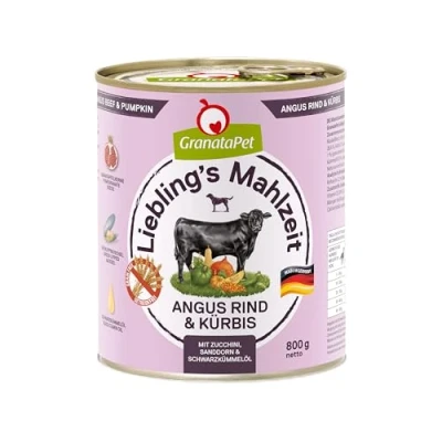 Imagen de GranataPet Liebling&#039;s Mahlzeit Angus Piel y Kurbis Enlatados Comida para Perros 6 x 800 g