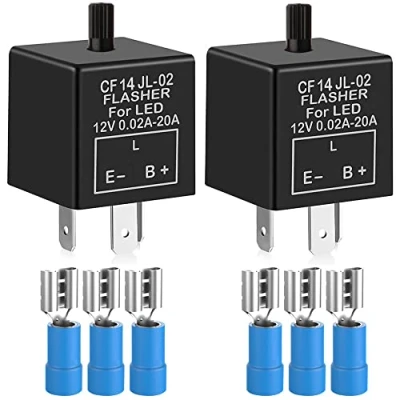 Imagen de Gebildet 2Piezas 12V 3Pin Relé Intermitente Ajustable para Señales de Giro LED, CF 14KT Interruptor electrónico 0.1W 150W, Solución el Indicador Señal Luz