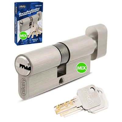 Imagen de GERCAR Juego de Cerradura profesional DIY MIX cilindro pomo 30/30 cierre uniforme según se desee combinar cilíndrica 60 mm A:30 B:30 montaje con una llave
