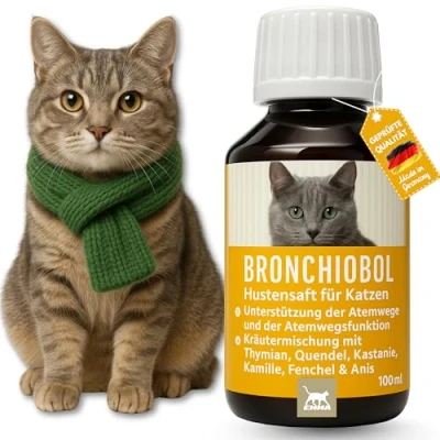 Imagen de Jarabe para la Tos del Gato I Hierbas bronquiales de tomillo Gotas anís e hinojo respiratorias Remedio calmar Las vías Expectorante Mezcla 100ml