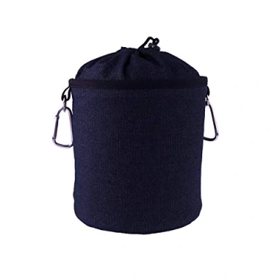 Imagen de trendfinding Bolsa portátil para pinzas de la ropa mezclilla con dos mosquetones resistentes, cierre cordón y tope metal colgar guardar 150