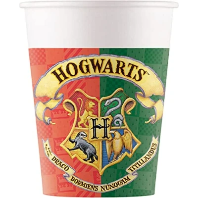 Imagen de Procos 93506 vasos de fiesta Harry Potter, capacidad máxima 200 ml, 8 unidades, desechables papel, cumpleaños infantiles, vajilla fiesta, FSC® Mix