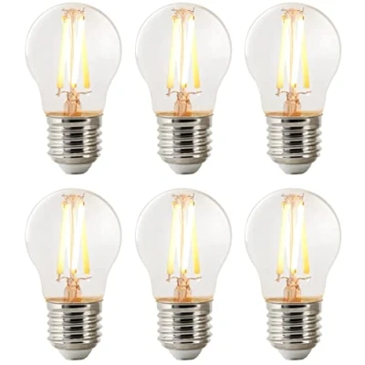 Imagen de Nordlux Smart G45 Mini Globe Bombilla LED de filamento transparente, regulable, E27, 5 W, 600 lúmenes, blanco sintonizable 2200 K 6500 K, Alexa y Google, paquete 6