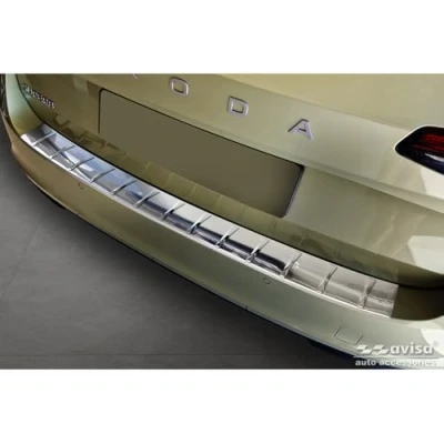 Imagen de Avisa Protector del Parachoques Trasero Inoxidable Compatible con Skoda Superb IV Combi 2023 &#039;Ribs&#039;