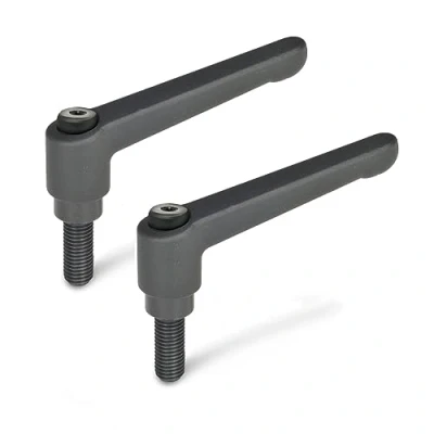 Imagen de Ganter Norma Elementos Ajustable Palancas De Sujeción Con Tornillo Rosca Gn 300, Longitud Del Mango: 45 Mm, Acero Bruñido, Mango Zinc Fundido Negro, Plástico, 2 Unidades), Negro
