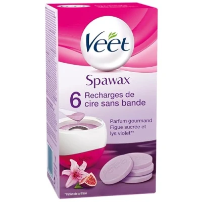 Imagen de Veet Spawax Recharge de cire Figue Sucrée et Lys Violet 6 pièces