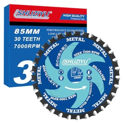 Imagen de LSHUZIYU, 85mm 30T Hoja de Sierra Circular Metal, Eje 15mm, Accesorios para Inalámbrica, Uso Corte Hierro, Aluminio, etc.