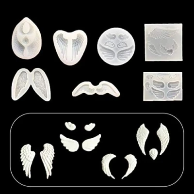 Imagen de iSuperb 7 Piezas Moldes Resina Epoxi Alas de ángel Molde Silicona Resin Molds para DIY Joyas Manualidades (7 Angel Wing Molds)