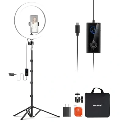 Imagen de NEEWER 12&quot; 24W Anillo de Luz LED Alta Potencia para Teléfono con 71&quot; Soporte,Bi Color 2900K 7000K, Entrada USB Tipo C PD, CRI97+ 1810lux/0,5m 12 Escenas Transmisión en Vivo Zoom TikTok, RH12B