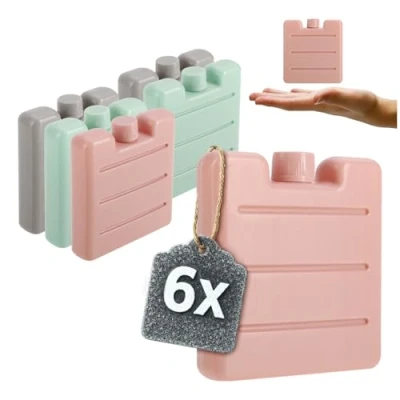 Imagen de com four® 6X Paquetes de Hielo Planos pequeños ahorran Espacio y Son Ideales para neveras portátiles Bolsas térmicas prácticos Coloridos (Colorido 6 Piezas XS)