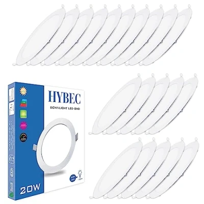 Imagen de HYBEC Downlight LED techo empotrable, 20W, Foco Interior techo, Driver incluido, Luz Fría 6500ºK* (Pack 20)