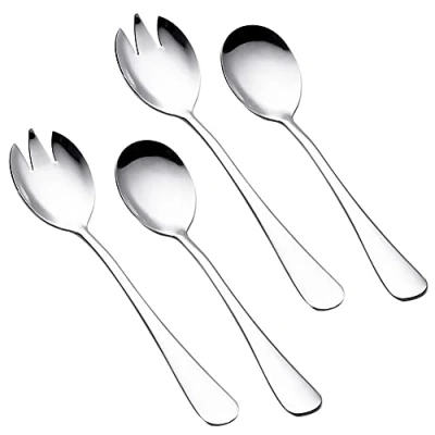 Imagen de Juego de Utensilios para servir Ensalada,Cubiertos ensalada 4 piezas,que incluye Cuchara acero inoxidable y Tenedor