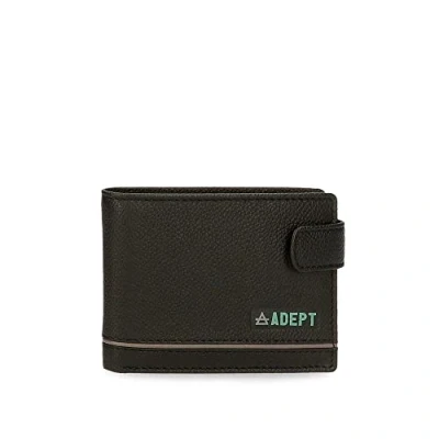 Imagen de Adept Kurt Cartera horizontal con cierre de clic Negro 11x8,5x1 cms Piel