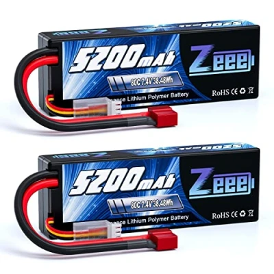 Imagen de Zeee 2S Lipo RC Batería 7,4V 80C 5200mAh con Conector en T Deans para Evader Bx, Coche, camión, Truggy Hobby (2 Paquetes)