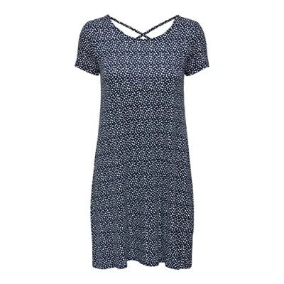 Imagen de Only Onlbera Back Lace Up S/S Dress Jrs Noos Vestido, Night Sky/Aop:Lana Grafic, XS Mujer