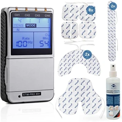 Imagen de Electroestimulador analgésico muscular axion STIM PRO X9+ Aparato TENS, EMS, Masajeador y Suelo Pélvico con electrodos especiales spray de limpieza