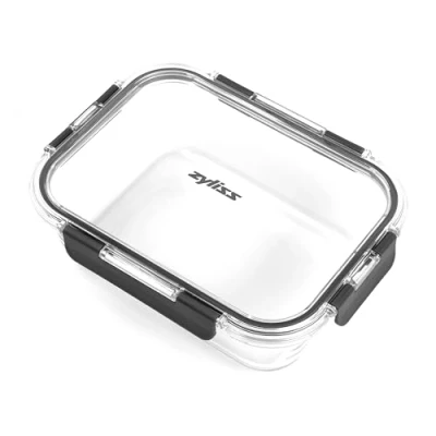 Imagen de Zyliss E981066 Recipiente de vidrio 1,5 L, inastillable, caja hermética almacenamiento alimentos con tapa sellable, apto para microondas, sin BPA, congelador,