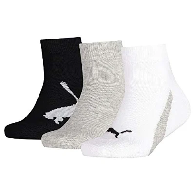 Imagen de PUMA Quarter Calcetines, Blanco (White/Grey/Black), 39 42 (Pack de 3) Unisex niños