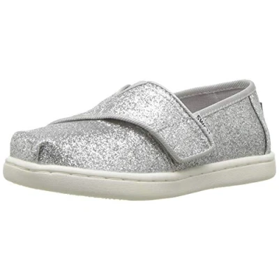 Imagen de TOMS Niñas Tiny Glitter Alpargata Mocasines Planos, Plateado, 19.5 EU