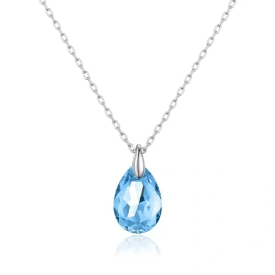 Imagen de Philip Jones Collar de plata ley con aguamarina creado cristales Zircondia®, Cristal, Cristal Zircondia®