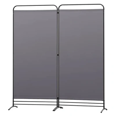 Imagen de Angel Living Biombo Divisor de 2 Paneles,Separadores Ambientes Biombos Separador,Biombos Exterior Jardin para Oficinas Balcón Dormitorio Jardín al Aire Libre, 162cm x 180cm Gris