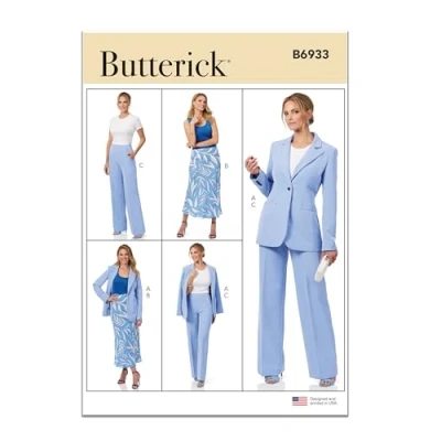 Imagen de Butterick B6933B5 Chaqueta para mujer, falda y pantalones B5 (8 10 12 14 16)