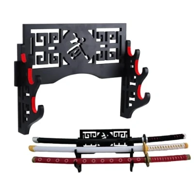 Imagen de Z fiber soporte de pared para espada, exhibición, espadas acolchadas Katana Wakizashi Genji y Samurai, 3 niveles
