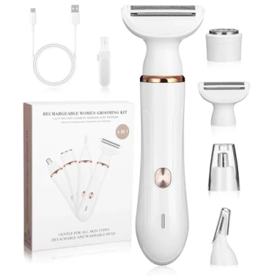 Imagen de Bixury Profesional Afeitadora Mujer 4 en 1 Eléctrica para Recargable Rasuradora Depiladora de Cejas Bikini Axilas Brazos Cara Nariz Recortadora Zona Intima