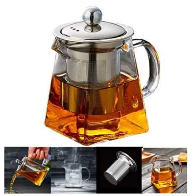 Imagen de PluieSoleil Tetera de cristal colador acero inoxidable 350 ml