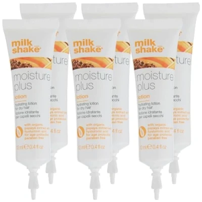 Imagen de Milk Shake Moisture Plus Lotion 6 x 12 ml Feuchtigkeitscreme für trockenes Haar mit Papaya Extrakt und Integrity 41®