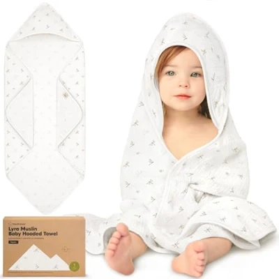 Imagen de KeaBabies muselina toalla de bebé con capucha para las niñas, los niños orgánicos100%algodón recién nacidos,niños pequeños,suave absorbente gran (Meadow)