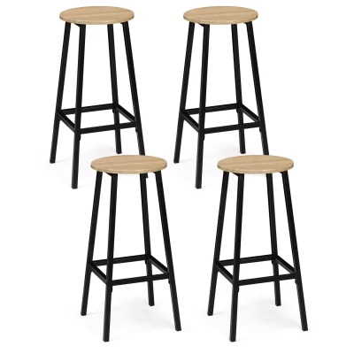 Imagen de IDMarket Juego de 4 taburetes bar Detroit asiento redondo diseño industrial
