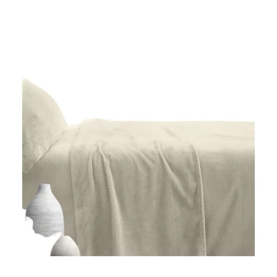 Imagen de Donegal Collections Juego de Sabanas Coralina Cama 180 3 Piezas Sabana Bajera Ajustable, Encimera y Funda Almohada 180x190 Invierno Beige