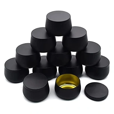 Imagen de ANTIOCH para Velas de 4, 12 Piezas Recipientes Hacer Velas, Latas VacíAs Tapas, Tarros Negro