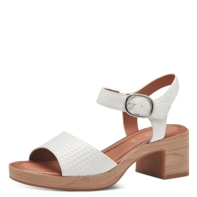 Imagen de Jana Softline 8 28374 42 100 White Flache Sandale Komfortable Mehrweite Alltagsschuh Festlich Elegant, Sandalia con talón Mujer, Blanco, 38 EU Ancho