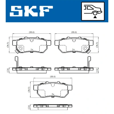 Imagen de SKF VKBP 90381 A Juego de pastillas freno con avisador acústico desgaste HONDA: CIVIC 6 Fastback, Jazz 2, Stufenheck