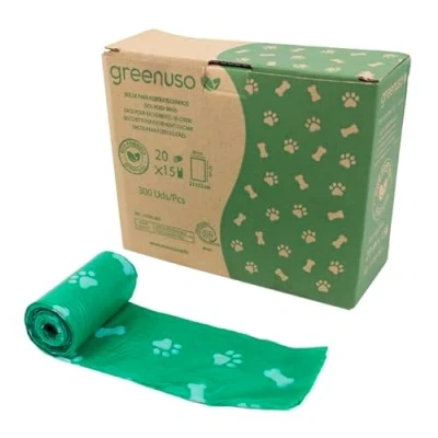 Imagen de Monouso 300 Bolsas de Caca Perro Compostables 23x32cm, Biodegradables, para Excrementos Caninos, a Prueba Fugas
