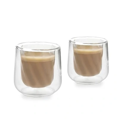 Imagen de La Cafetière Siena Juego de Vasos Cortado Doble Fondo 2 piezas, 135ml Tazas Café Aisladas para Barista Cortado, Apilables y Ligeras