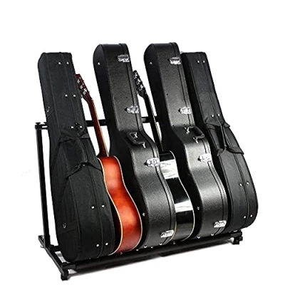 Imagen de soporte de suelo para guitarra, 5 espacios, metal resistente, organizador instrumentos salas entrenamiento, tiendas, coleccionistas, guitarra acústica clásica,