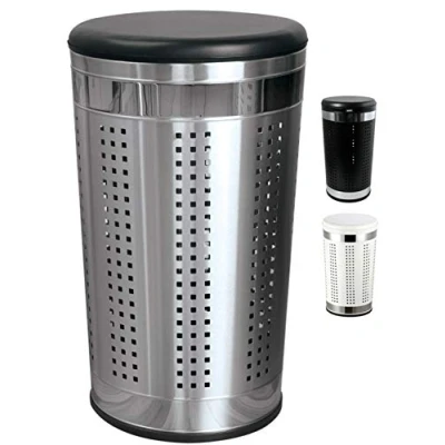 Imagen de Msv Taburete CROMADA, Capacidad Acolchada, Productos para tu hogar de la Marca Modelo Cesta INOX 46L con Tapa y Referencia 103165, Plateado, 46 L