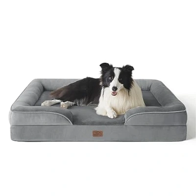 Imagen de Bedsure Sofá Perro Ortopédica Grande Cama Desenfundable y Lavable, Colchon con Forro Impermeable Espuma Viscoelastica, Gris, L