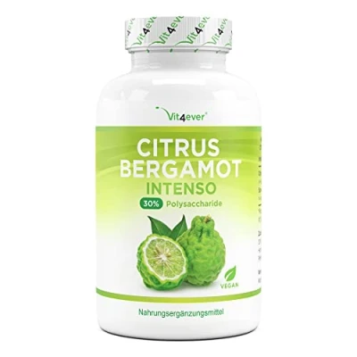Imagen de Bergamota cítrica 120 cápsulas de alta dosis con 760 mg cada una Premium: 30% polifenoles + piperina cruce limón cítrico y naranja amarga Vegano