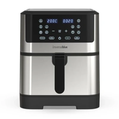 Imagen de UNIVERSALBLUE Freidora de Aire 8 Litros Capacidad Temporizador Control Táctil Color Negro e Inox (8 Litros) Hasta 200º