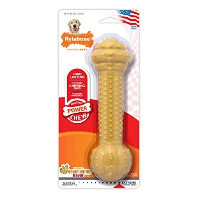 Imagen de Interpet Juguete de mascar NBC905PEU Nylabone para masticadores extremos, halter, mantequilla maní, XL