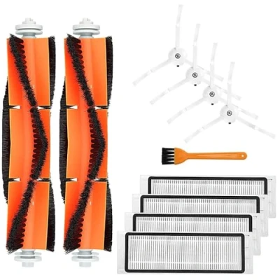 Imagen de INF Accesorios de repuesto para Xiaomi Roborock E4, S5, S50, S51, S55, 11 piezas, 2 cepillos rodillos, 4 laterales, filtros, 1 cepillo limpieza