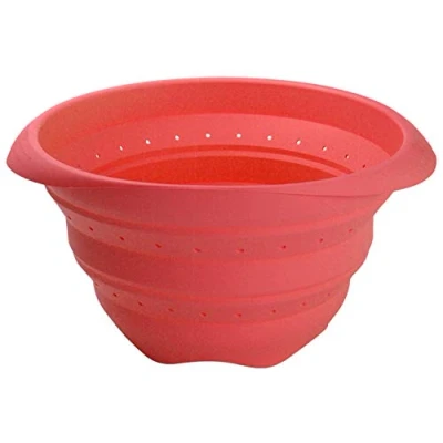 Imagen de Lékué Mini colador plegable de silicona platino, 23 cm diámetro, color rojo