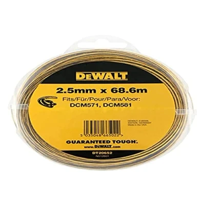 Imagen de Dewalt DT20652 QZ Bobina de Hilo 2,5mm x 68,6m para desbrozadoras DCM571, amarillo