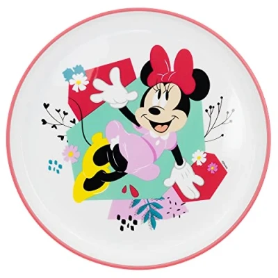 Imagen de Plato infantil reutilizable bicolor con base antideslizante de Minnie Mouse