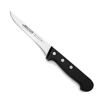 Imagen de Arcos Cuchillo deshuesador con Hoja Acero Inoxidable Nitrum 130 mm. profesional para cortar huesos carne. Mango ergonómico polipropileno. Serie Universal. Color negro.